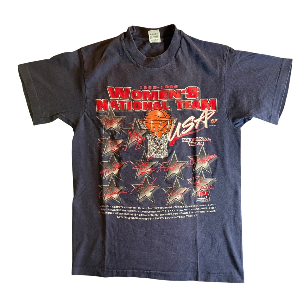 Fruit of the Loom 1995-96 USA Basketball T-Shirt Adult M Navy Vintage Tour Tee